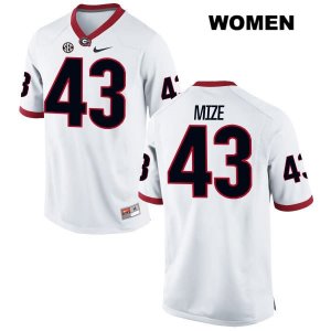 Women's Georgia Bulldogs NCAA #43 Isaac Mize Nike Stitched White Authentic College Football Jersey DAP5454LP